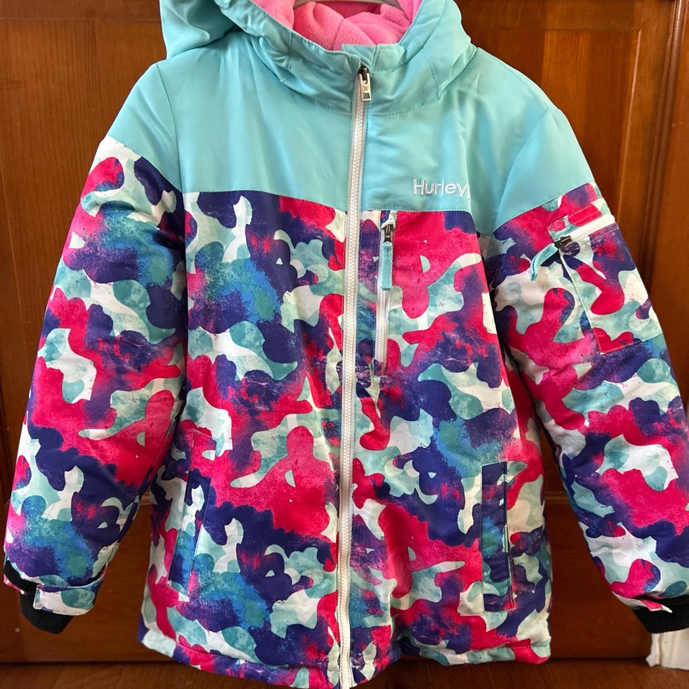 Hurley Pink and Blue Fleece Snow Jacket
